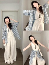 格子韩系衬衫女春夏季新款宽松长袖衬衣外套设计感休闲慵懒上衣