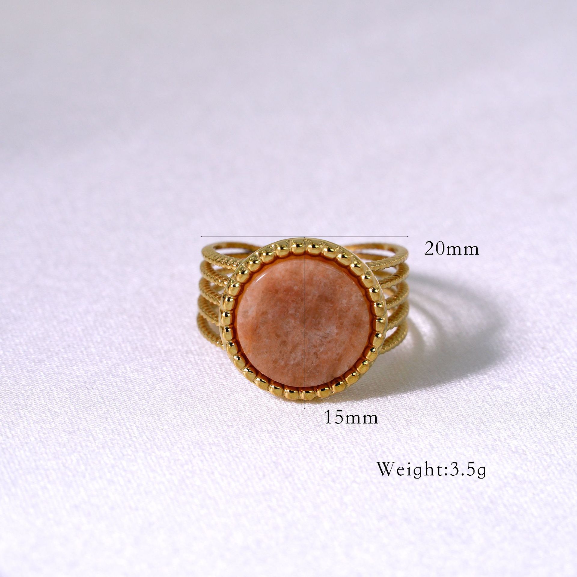 Women's Gender Polishing, Inlay Design Retro French Style Geometric Titanium Steel Natural Stone Open Rings In Bulk