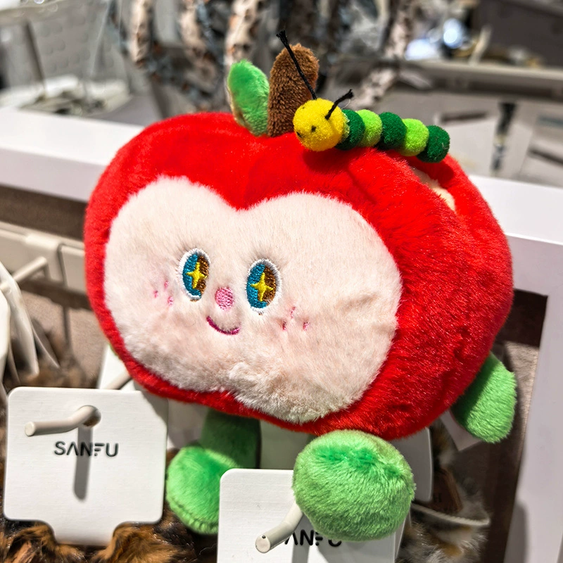 Apple, cute creative plush cartoon toy, children's pendant, caterpillar, Birthday gift