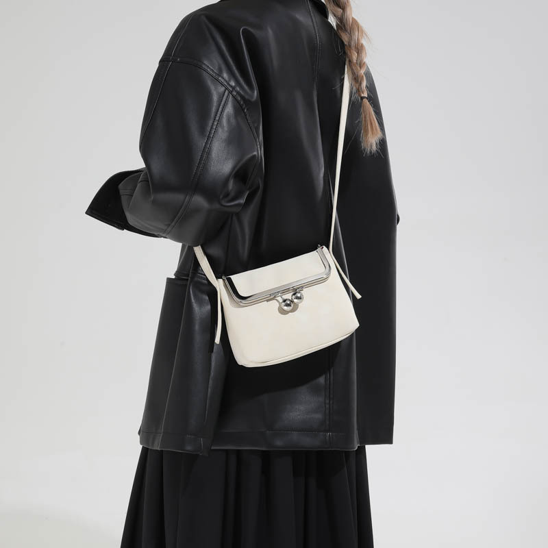 Vintage Women's Shoulder Bag Lychee Pattern Solid Colour Trendy_voghion.com