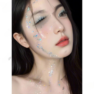 Large Bottle of Hair Sequin Gel Glitter with Brush Body Makeup Glitter Glitter Stage Performance Latin Dance
