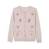 2025新款中老年女装秋装针织开衫妈妈装绣花外套长袖100%羊毛衣，女装针织衫/毛衣，妃慕昵服饰