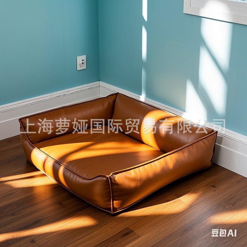 フェイクレザーの正方形犬小屋、内側はふわふわ素材、深い眠りを促すペット用ベッド、メーカー直販、暖かく快適な犬用ケージ|undefined