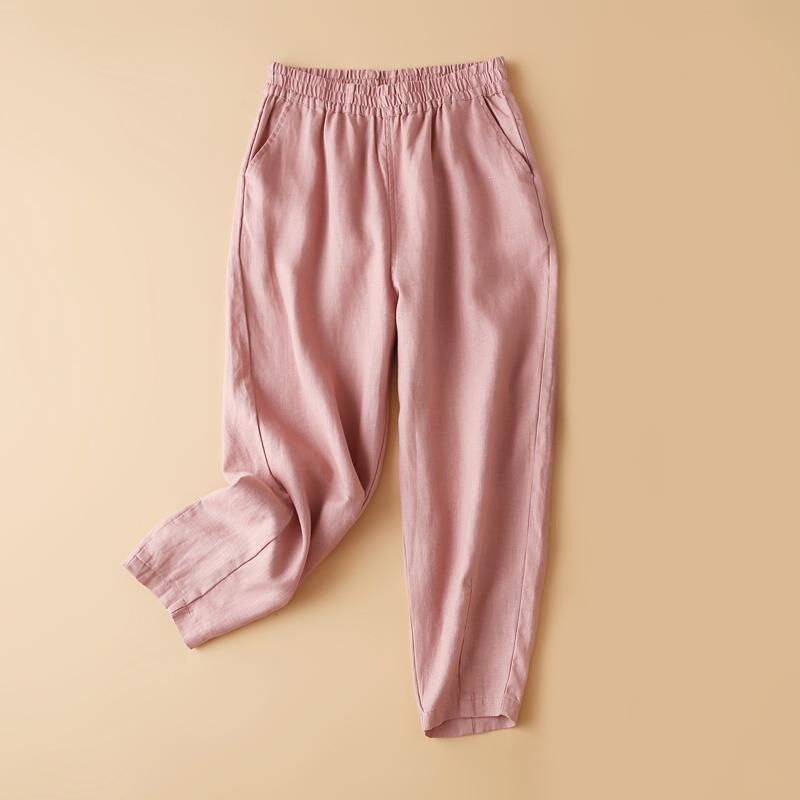 Cotton and Linen Cropped Pants for Women, Summer 2026 New Style, Loose Casual Linen Women's Pants, Tapered Harem Pants, Eight-Point Carrot Pants