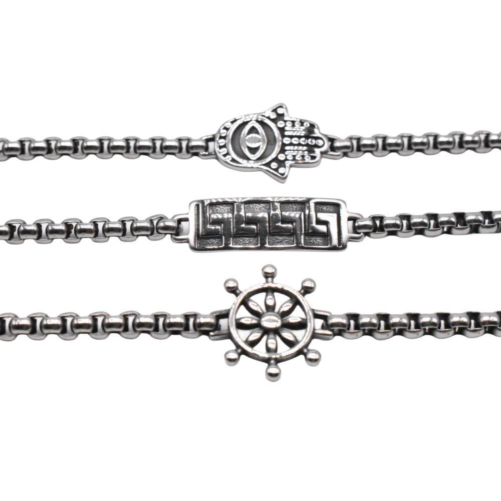 Retro bracelet stainless steel pearl for men and women