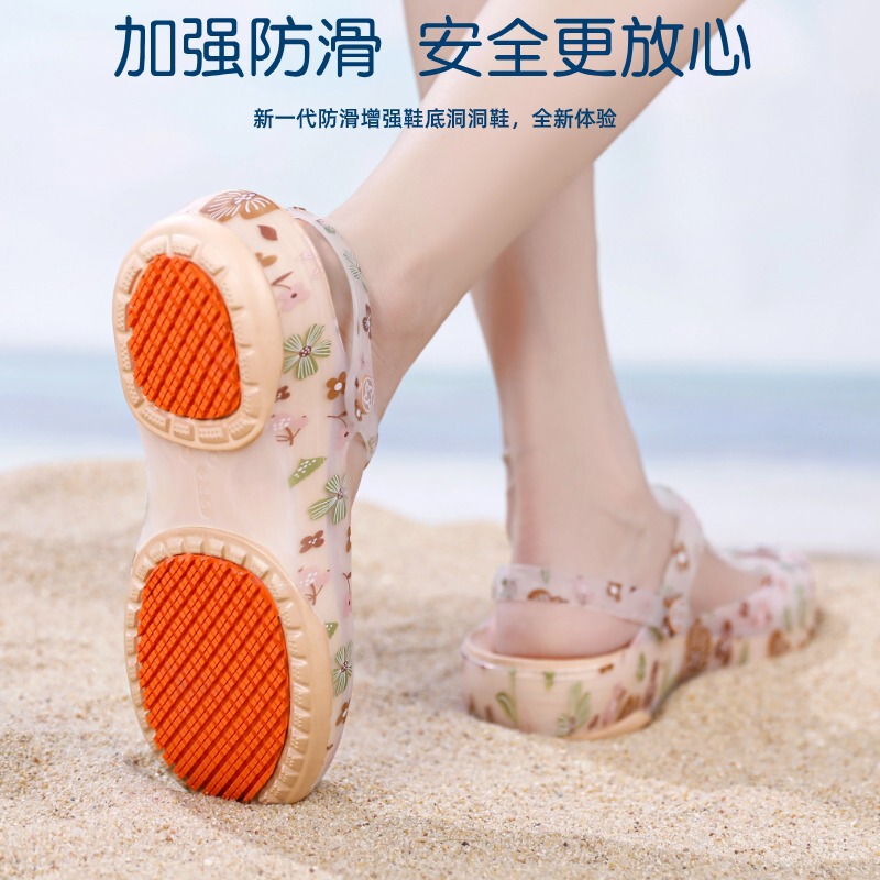 Veblen [Upgraded Anti-Slip] Croc Shoes Women's Outerwear Slippers Summer Thick-Soled Baotou Sandals Outdoor Beach Shoes