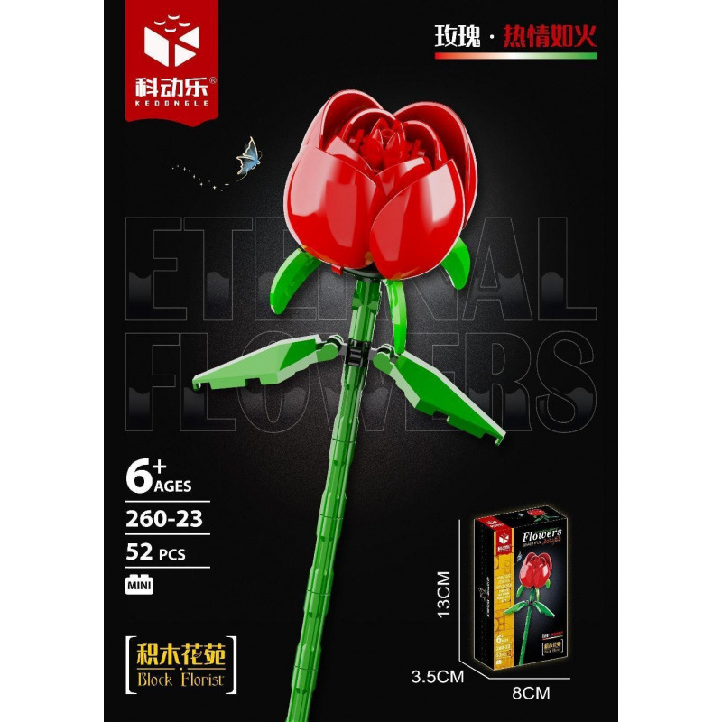 Compatible transfronterizo rosa imortalidad ramo de flores de bloques altos Día de San Valentín Día de los maestros Juguetes de ensamblaje de puzzle hechos a mano