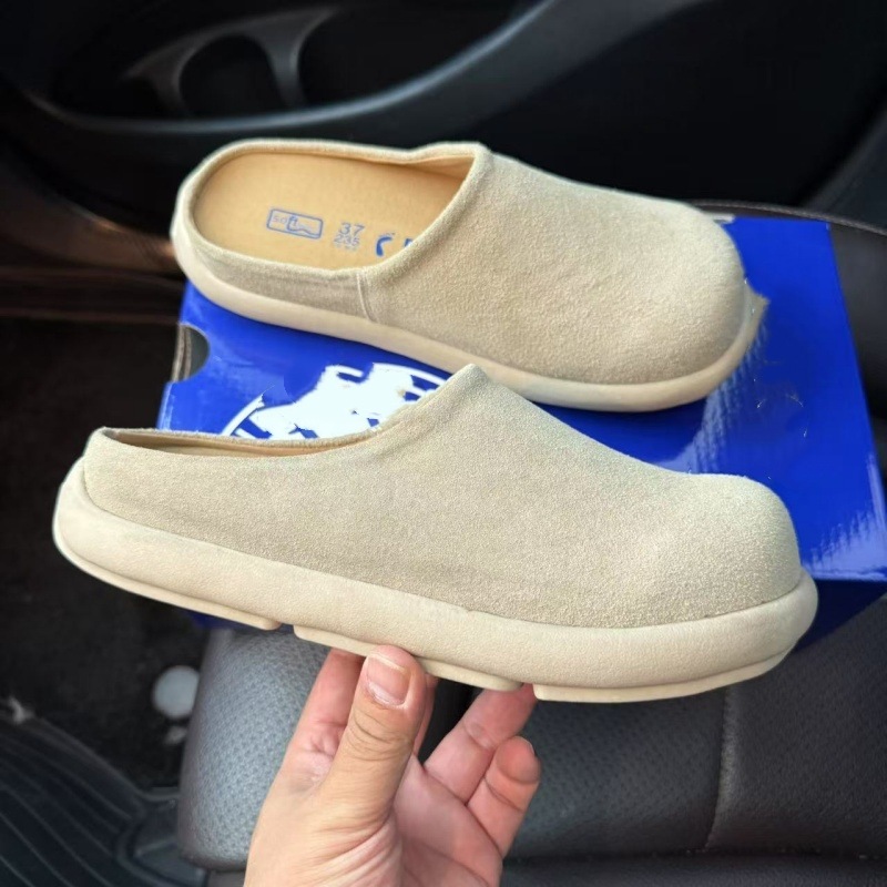 跨境勃肯小土豆拖鞋女厚底真皮牛皮半托包头鞋男女休闲防滑增高