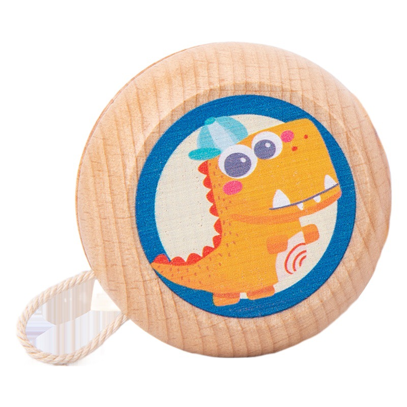 Rompecabezas de madera yo-yo animal de dibujos animados yo-yo niño niña cordón clásico juguete nostálgico