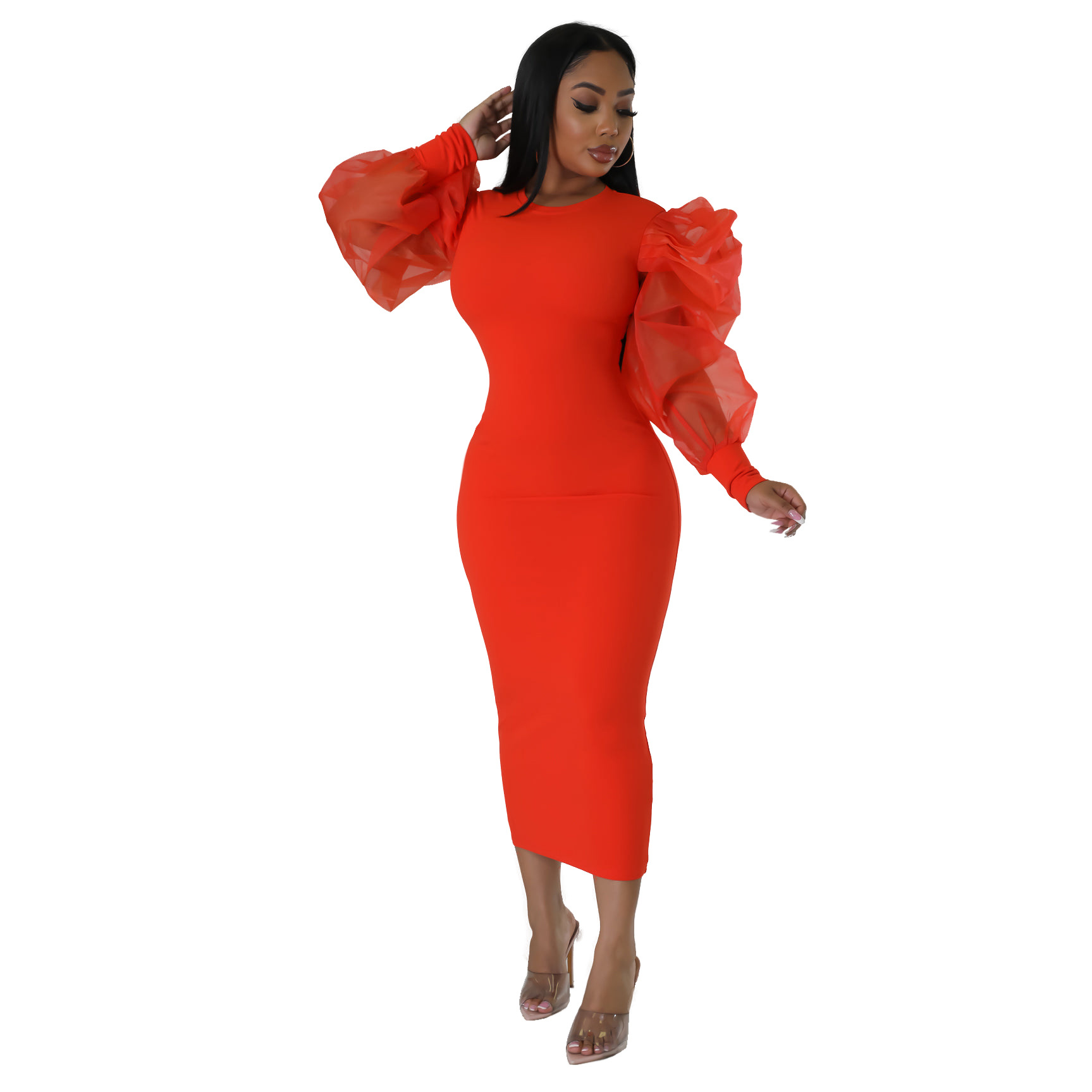 Women's Regular Dress Elegant Round Neck Long Sleeve Solid Color Midi Dress Daily display picture 43