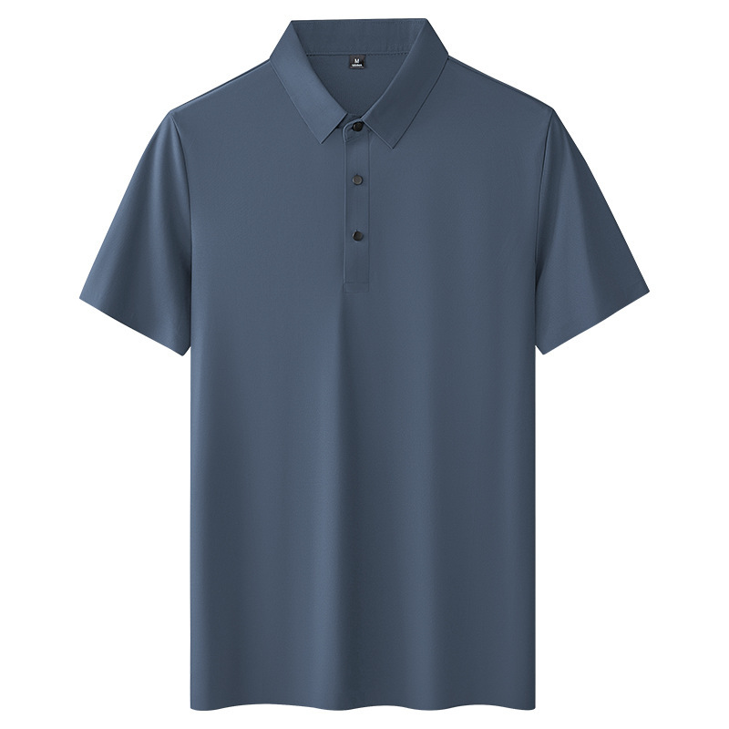 ビジネスシルケットシームレスメンズ半袖ポロシャツアイスシルクラペルTシャツ夏の新しいポールトップ服|undefined