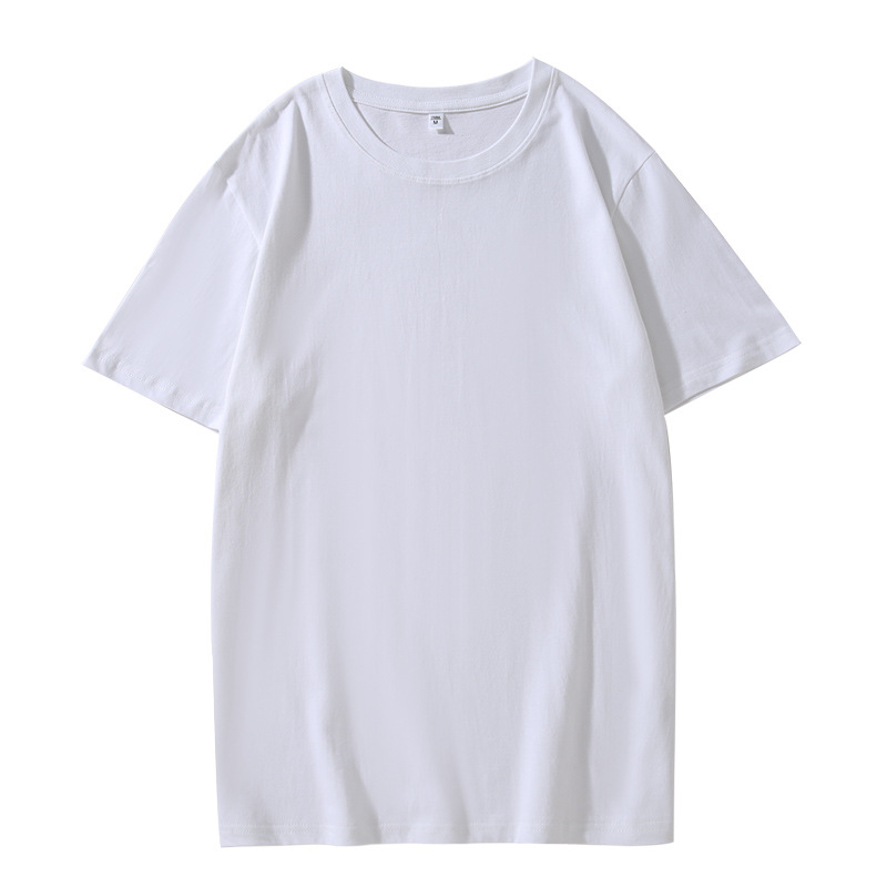2025 Xinjiang algodón puro de fibra larga 180g cuello redondo hombres y mujeres color puro camisetas de manga corta ropa casual versátil de manga corta al por mayor