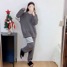 秋冬季情侣半边绒睡衣女加厚保暖珊瑚绒保暖家居服休闲男士套装