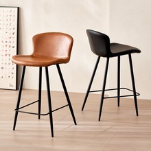 包邮轻奢靠背椅现代简约铁艺高脚凳岛台吧椅咖啡厅居家书店吧台椅