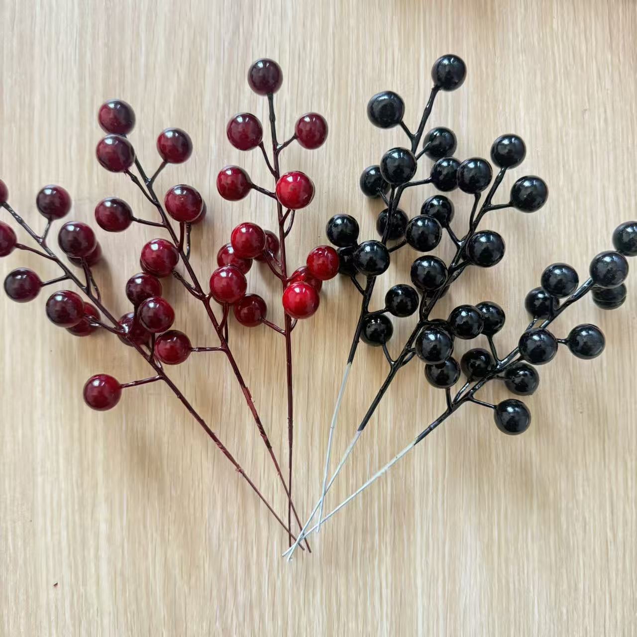 Simulated Red Fruit Halloween Popular Black Dark Red Series Simulated Holly Cuttings Clothing Photography Props and Accessories