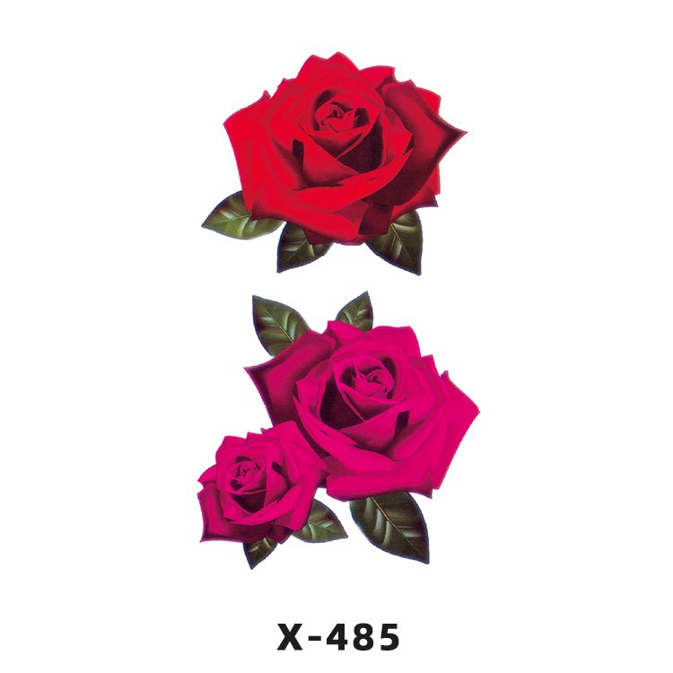 Arco de flor pequeña pegatinas de tatuaje fresco 3D dibujos animados transfronterizo Henna rosa impermeable texto en inglés pegatinas de tatuaje