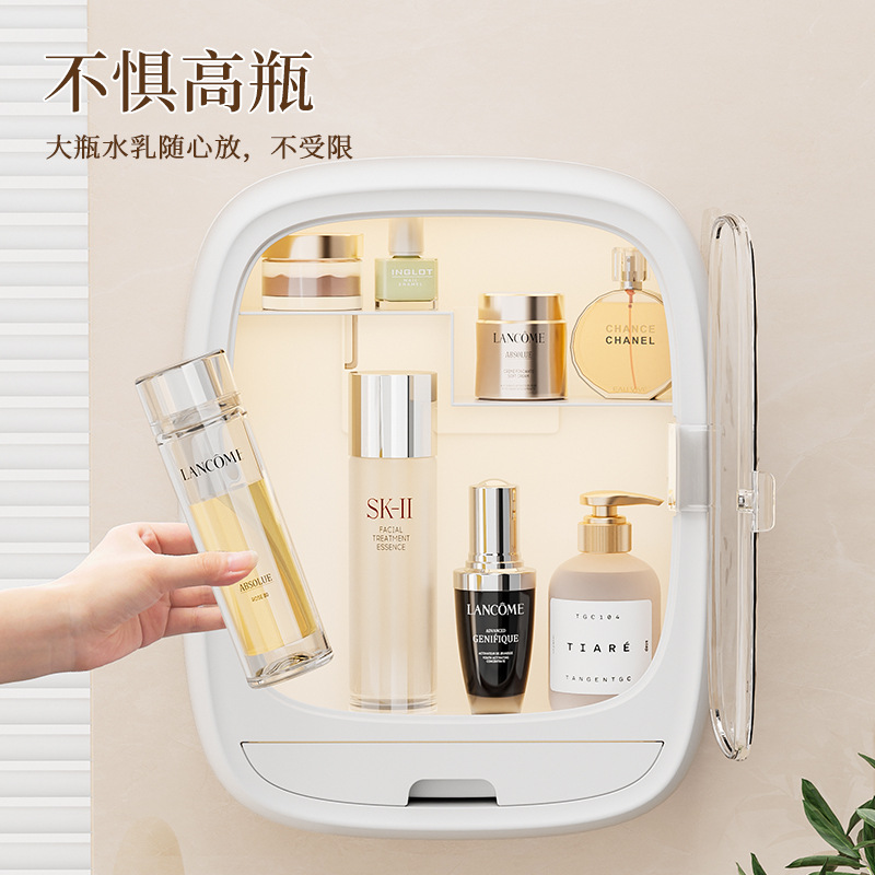 Bolan caja de almacenamiento de cosméticos montado en la pared baño sin golpes a prueba de polvo baño lavabo estante de almacenamiento