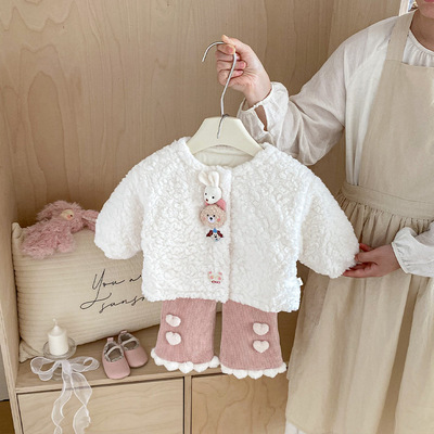 Утепленная куртка, детская милая плюшевая кукла, детский пуховик, 0-5 лет, детская одежда