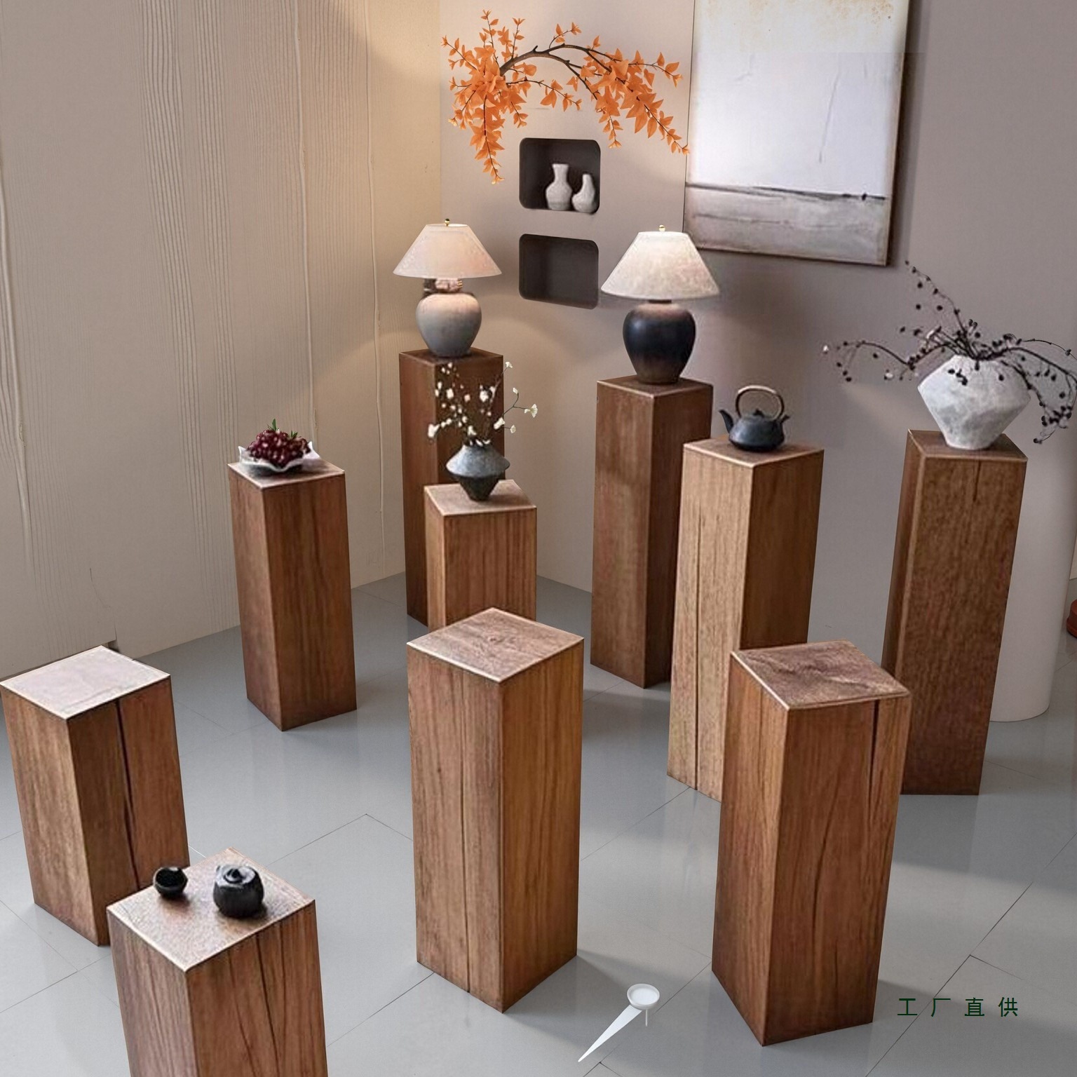 Log Root Carving B&B Flower Stand Sofa Side Table Wooden Pile Retro Solid Wood Pier Corner Table Tree Stump Base Hotel Ornaments