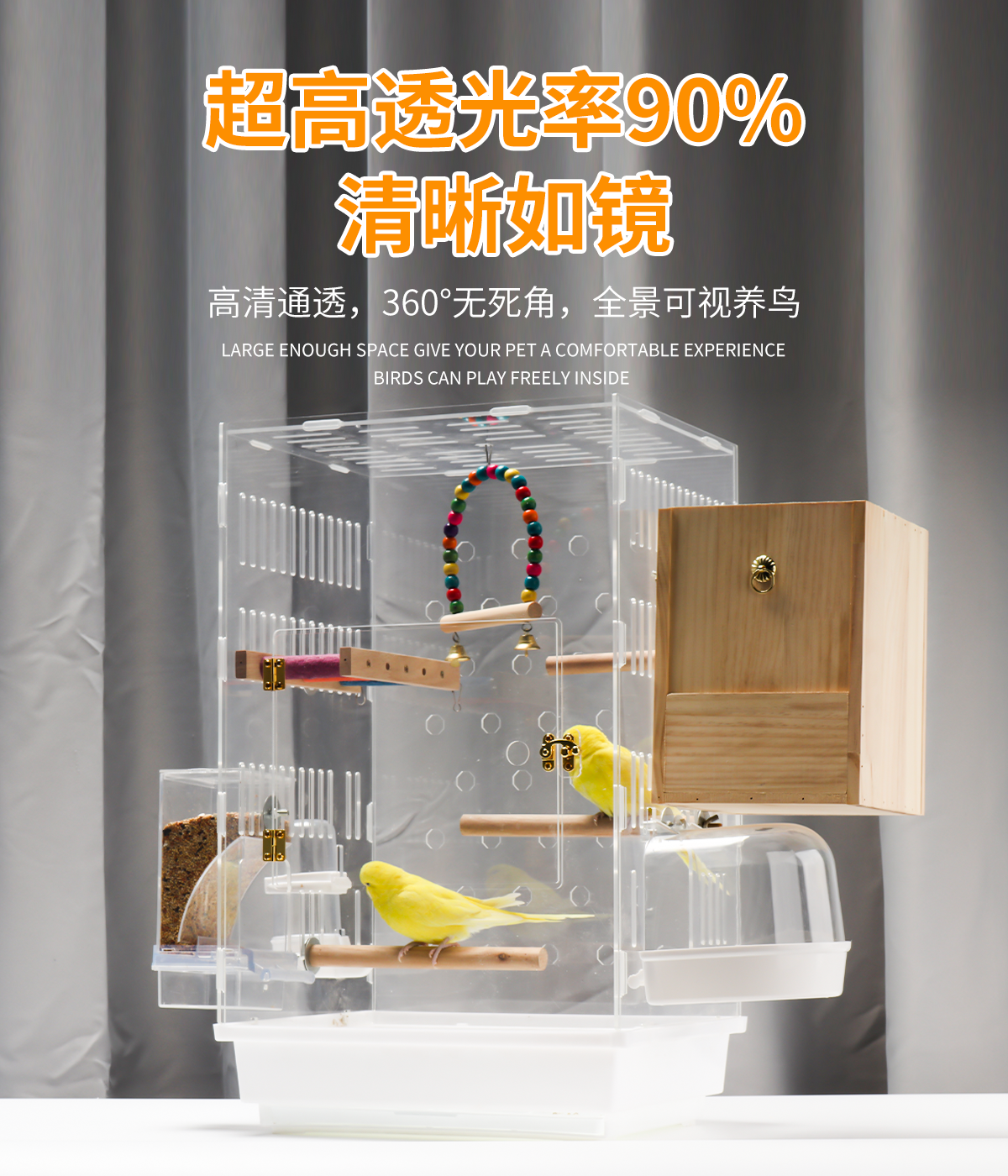 虎皮鹦鹉鸟笼牡丹玄凤新款透明亚克力豪华防溅观赏保暖繁殖鸟笼子-阿里巴巴