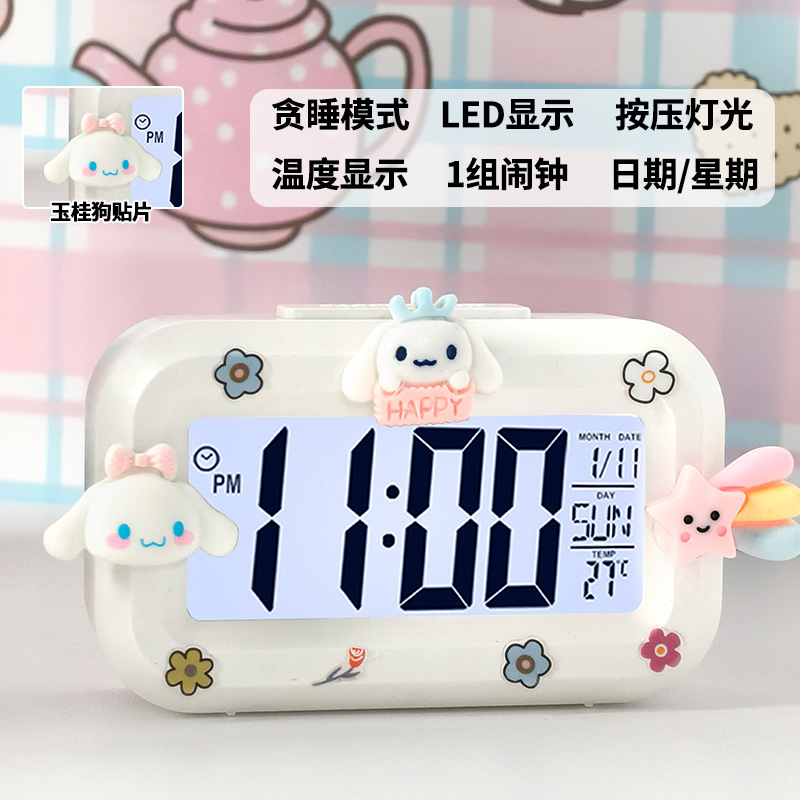 かわいいハローティー夜光ミニ時計学生寮多機能デスクトップ時計時間静音時計|undefined