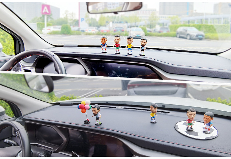 World Cup Football Star Figurines Car Ornaments Gifts for Boys Cristiano Ronaldo Haaland Spring-Loaded Bobblehead Dolls