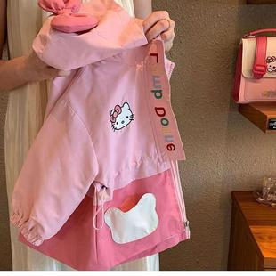 Women's Korean Style Cute Western Style Girl's Coat Spring and Autumn Embroidered Top Children's New Hooded Baby's Seasonal Fashion