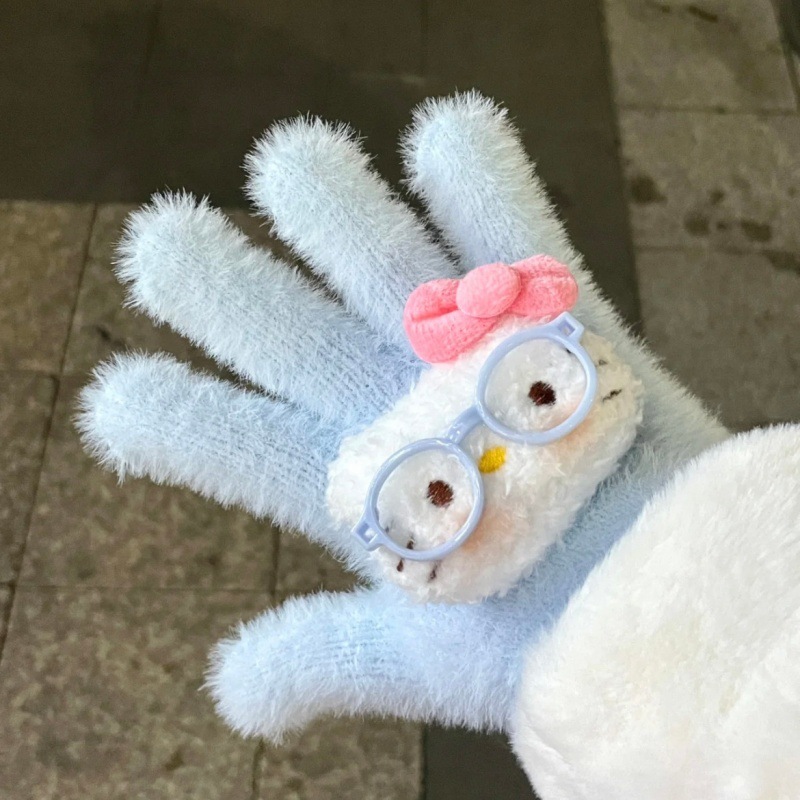 可爱眼镜HelloKitty手套kt猫保暖少女心冬季防寒防冻骑车户外学生|undefined