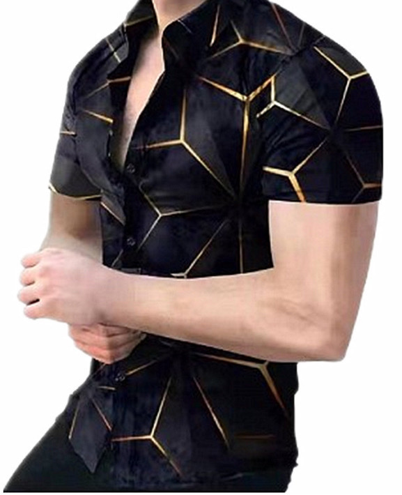 Comercio exterior transfronterizo hombres primavera 3D impresión llama manga corta Camisa casual personalidad europea y americana hombres más tamaño camisa hombres