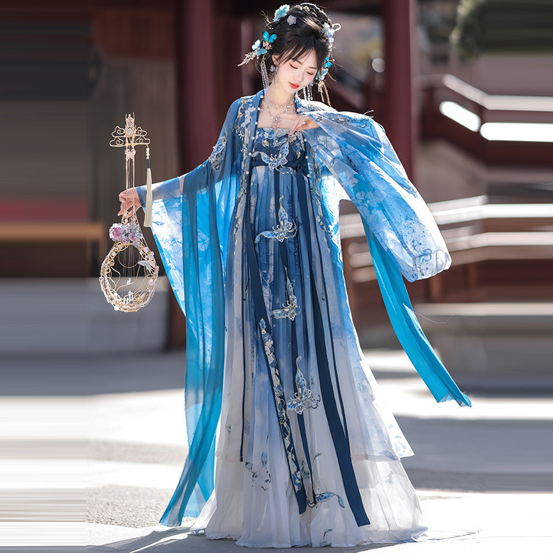 重工刺绣齐胸仙气诃子褶裙唐制汉服女夏季|undefined