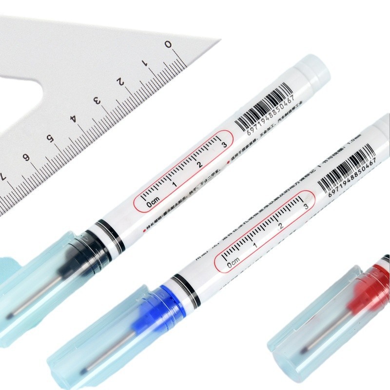 Marcador para carpintería a base de aceite, uso de marcado de baldosas, dibujo de líneas, marcado de agujeros profundos negros, bolígrafo fino de un solo cabezal