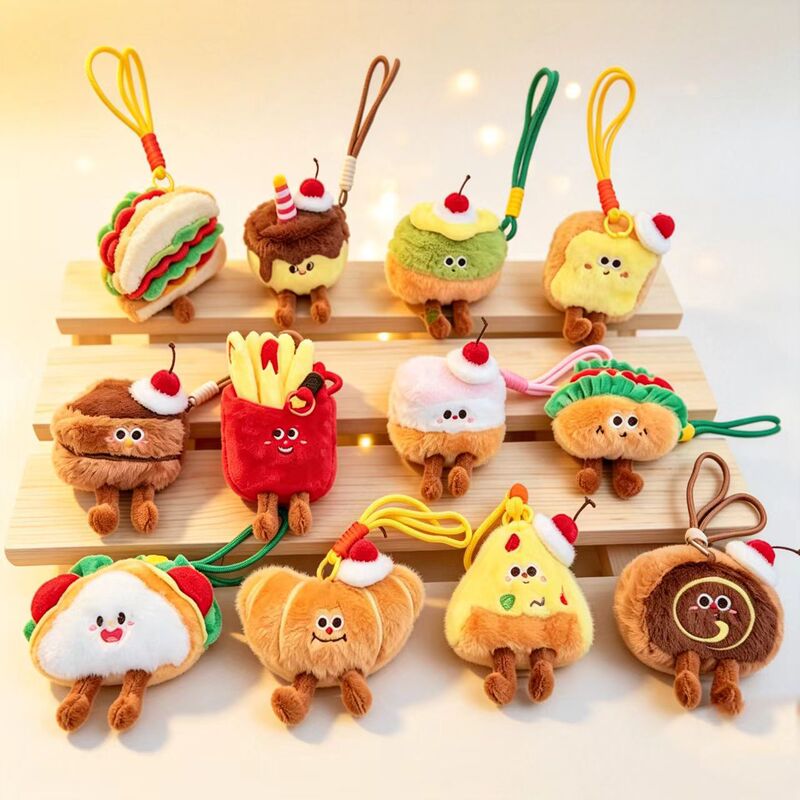 Cartoon Fun Afternoon Tea Cake Series Pendant Fruit Plush Doll Bag Decoration Keychain Gift