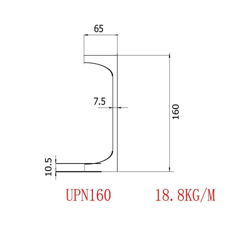 UPN欧标槽钢160规格160*65*7.5*10.5材质S235批发价格