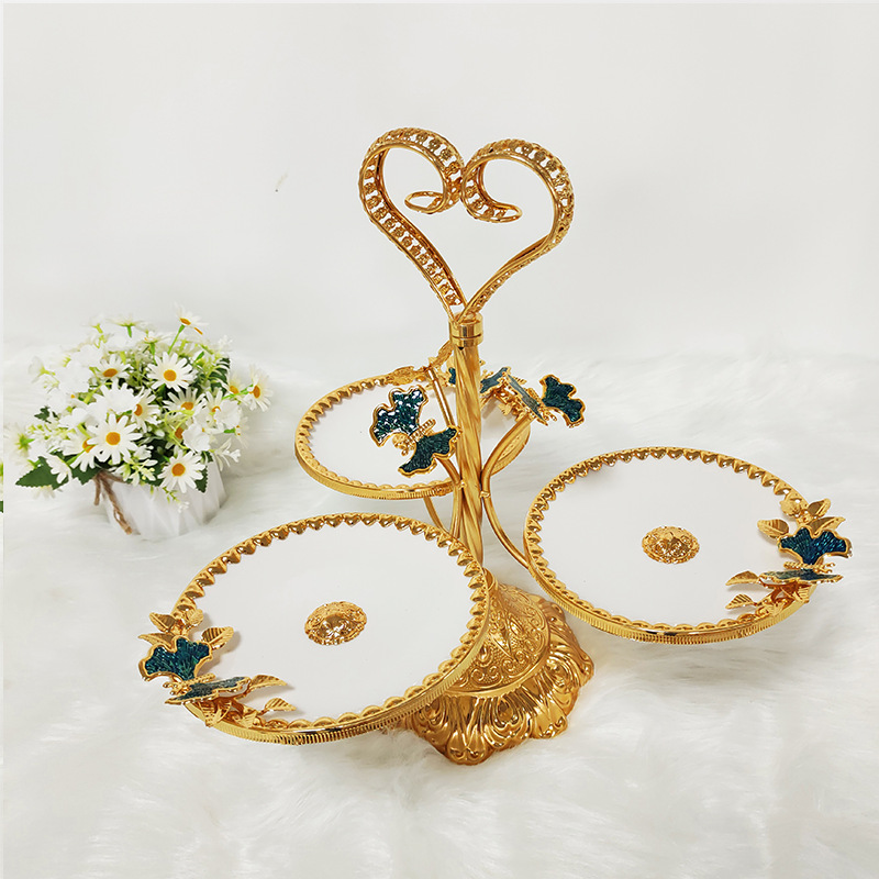 세 머리 나비 세라믹 과일 접시.