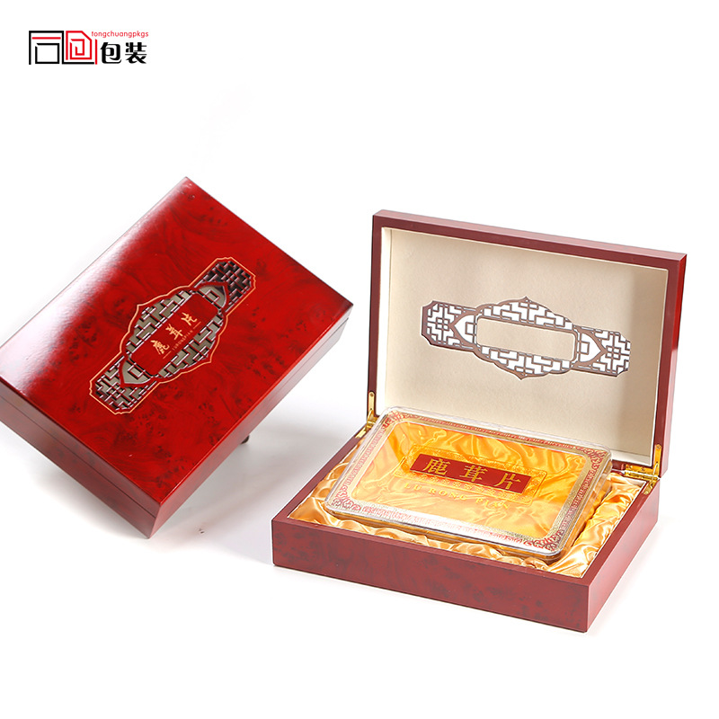 梅花鹿茸片高档礼盒包装盒50克100克空盒镂空木质礼品盒木盒子