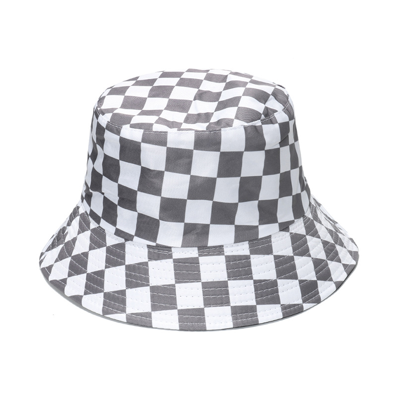 Unisex Fashion Lattice Sewing Flat Eaves Bucket Hat display picture 4