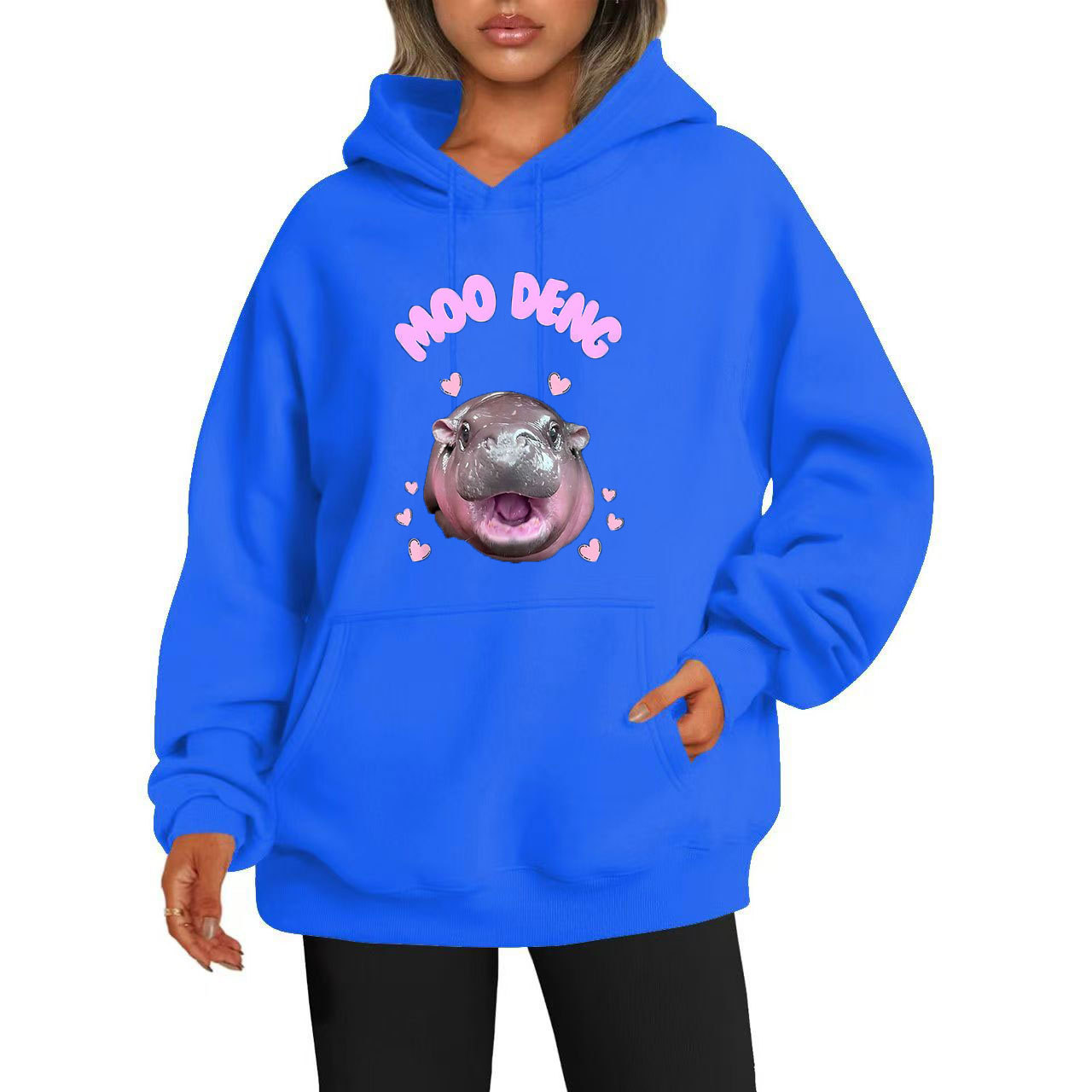moo deng different couples' sweater spring and autumn 2024 new print high end internet celebrity hoodie_voghion.com