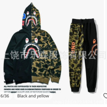 2025跨境秋冬卫衣长裤 鲨鱼套装 数码印花 男女情侣套装卫衣