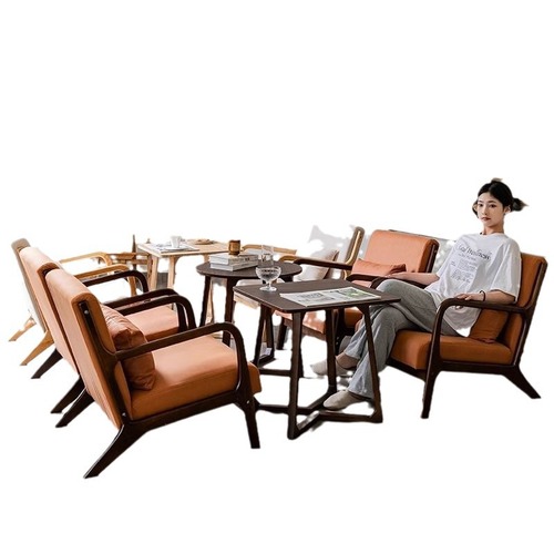 酒吧清吧奶茶店咖啡厅沙发桌椅组合洽谈接待简约茶楼卡座商用休闲
