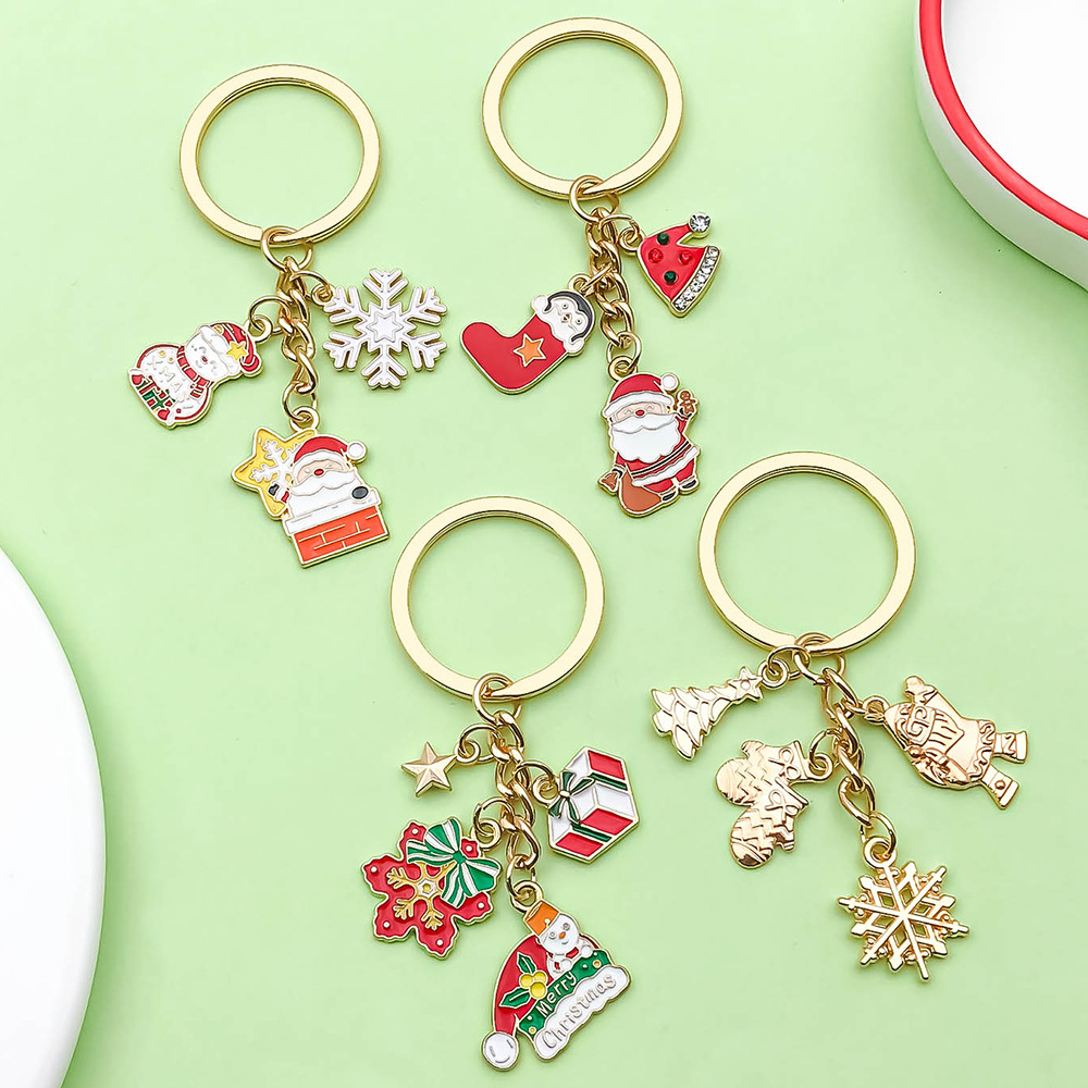 跨境圣诞老人礼盒圣诞树钥匙扣雪人男孩女孩包礼物时尚包包挂饰