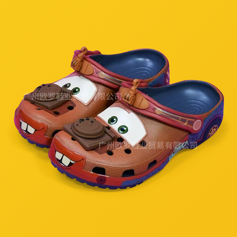 Cross Happy Story Brand Perforated Shoes, Summer Children's Closed-Toe Slippers, Big Kids' Boys' Sandals with Logo