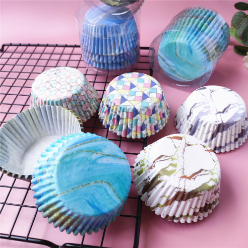 Snow Maiden Paper Plate Round Large Baking Marble Pattern Geometric Pattern Cake Plate Hug Roll Paper Plate 100