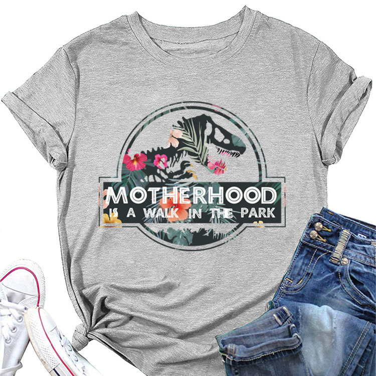 La maternidad es un paseo por el parque Amazon más tamaño cuello redondo Carta europea y americana camisa de manga corta