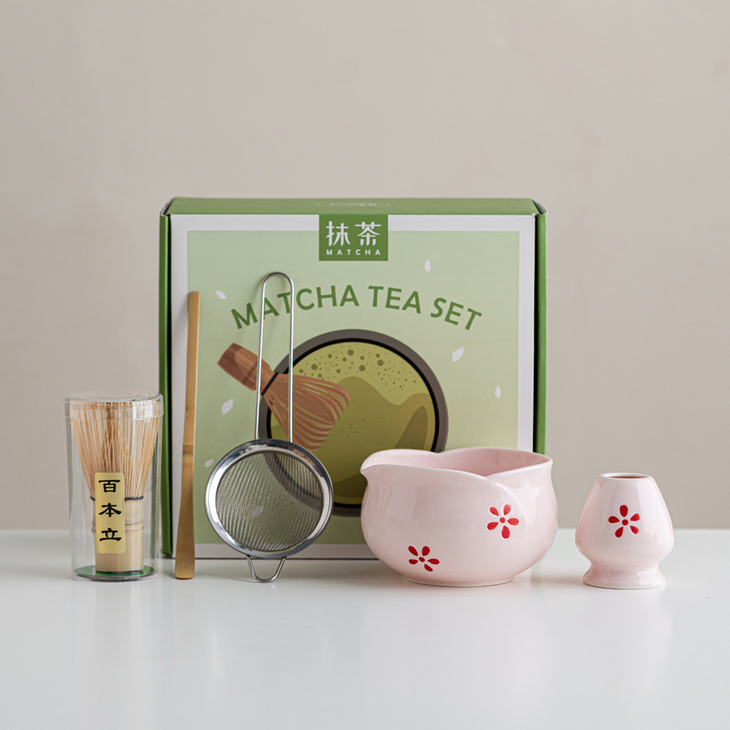 花朵花瓣抹茶碗笠套装五七件套茶筅刷子过滤百本立茶拨点茶工具|undefined