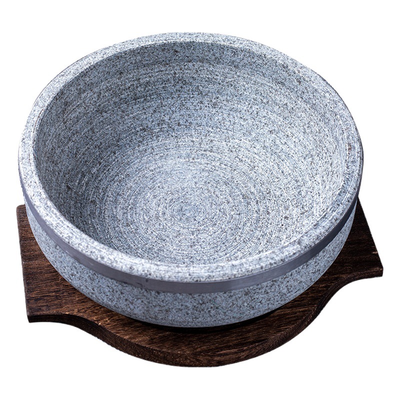 Natural Stone Pot Stone Bowl Bibimbap Rice Stone Plate Korean Style Bibimbap Stone Bowl Commercial Barbecue Pottery Rough Thickened Household Casserole