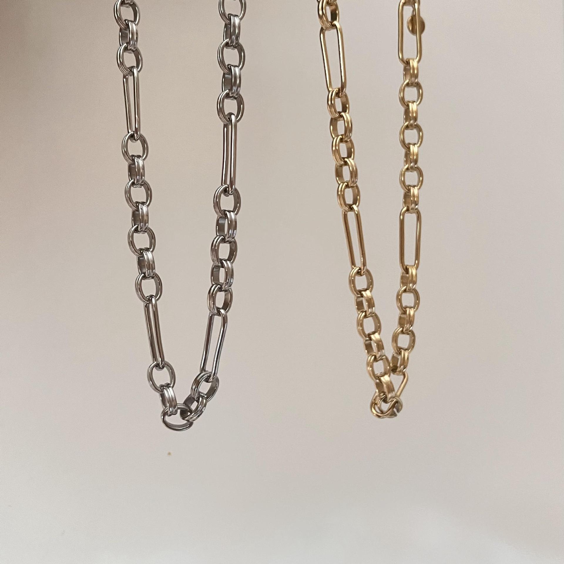 Simple style stitching chain stainless Steel Short Necklace