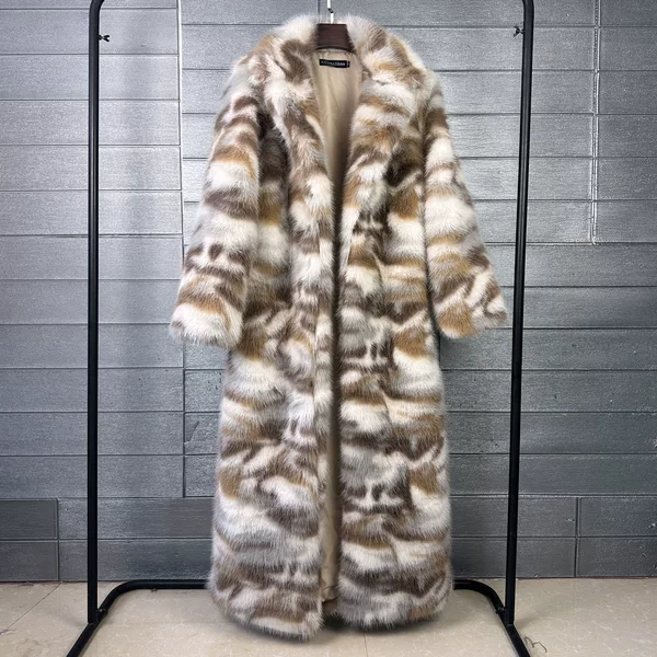 Thick Camouflage Imitation Small Fox Fur Outwear for Women Imitation Fur Extended Suit Collar Winter Outwear for Women