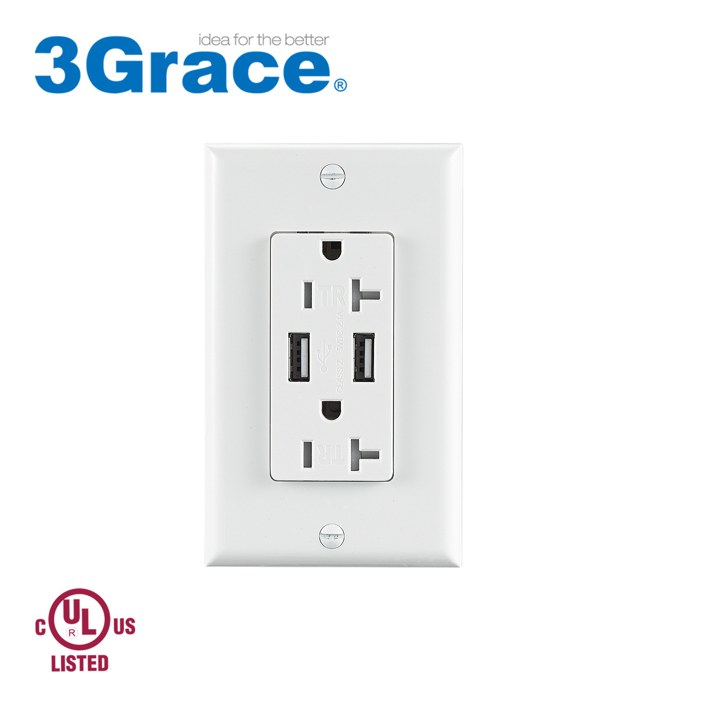 工厂直销美标美式美规USB墙壁插座2.1A