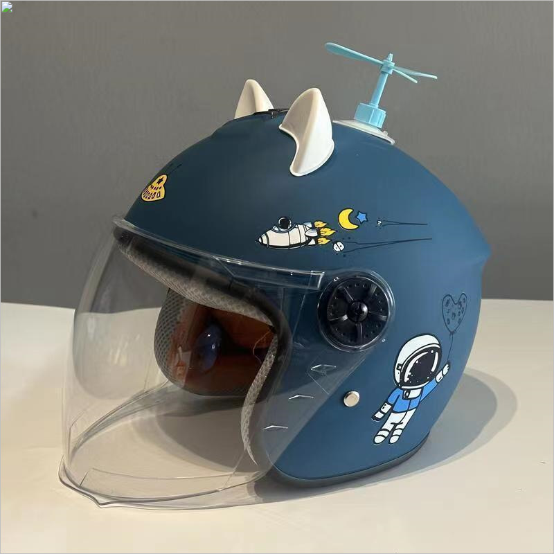 Children's helmet battery car electric car men and women have children baby winter warm cute four seasons half helmet rock wood