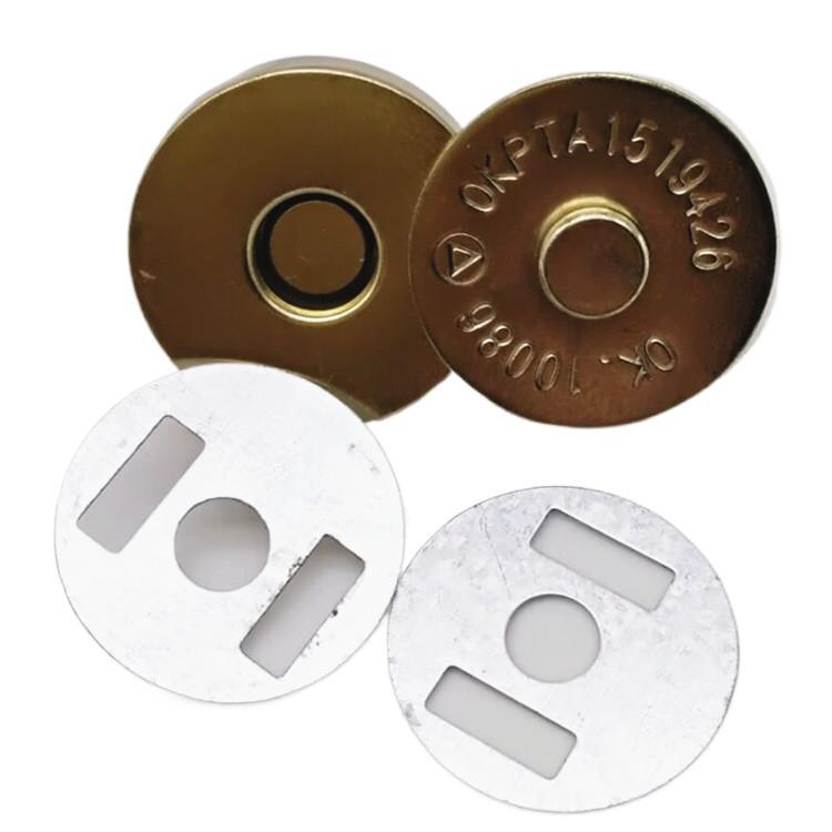 现货供应 强磁铜壳18MM仿金色磁扣 双面撞钉磁扣  铆钉